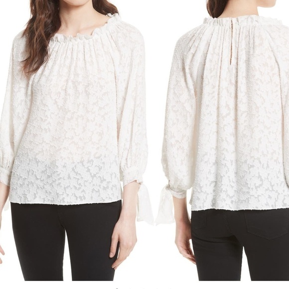 Rebecca Taylor Julia Fil Coupé Silk Blend Blouse. Size 0